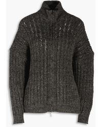 Gentry Portofino - Anthracite Open-knit Alpaca-blend Cardigan - Lyst