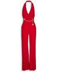Moschino - Chain-embellished Crepe Halterneck Jumpsuit - Lyst