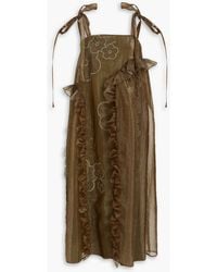 Cecilie Bahnsen - Oswald Floral-appliquéd Organza Midi Dress - Lyst