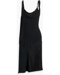 Victoria Beckham - Kleid aus crêpe mit drapierung und fransen - Lyst