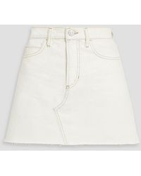 FRAME - Frayed Denim Mini Skirt - Lyst