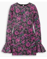 ROTATE BIRGER CHRISTENSEN - Rosita Open-back Sequined Floral-print Chiffon Mini Dress - Lyst