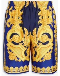 Versace - Printed Silk-twill Shorts - Lyst