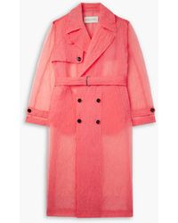 Dries Van Noten - Double-Breasted Crinkled-Organza Trench Coat - Lyst