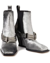 metallic wedge boots