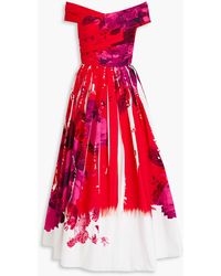 Erdem - Off-the-shoulder Floral-print Cotton-faille Maxi Dress - Lyst