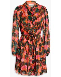 Saloni - Tilly Ruffled Printed Silk-georgette Mini Dress - Lyst