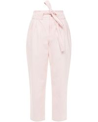 Sandro Tod Belted Cotton-blend Twill Tapered Pants - Pink