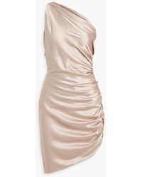 Michelle Mason - One-shoulder Ruched Silk-satin Midi Dress - Lyst