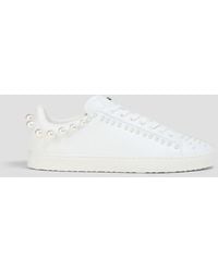 Stuart Weitzman - Aci Faux Pearl-Embellished Leather Sneakers - Lyst