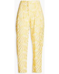 Charo Ruiz - Simone Cropped Broderie Anglaise Cotton-blend Tapered Pants - Lyst