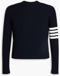 Thom Browne - Striped Cable-knit Cotton Sweater - Lyst