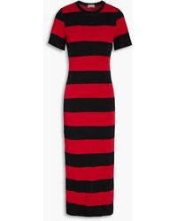 RED Valentino - Striped Cotton-jersey Midi Dress - Lyst