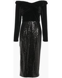 Marchesa - Off-The-Shoulder Velvet-Paneled Sequined Tulle Midi Dress - Lyst