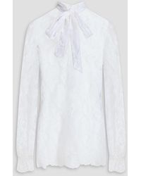 Dolce & Gabbana - Pussy-Bow Cotton-Blend Lace Blouse - Lyst