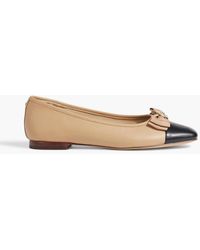 Sam Edelman - Marlina Bow-embellished Two-tone Leather Ballet Flats - Lyst
