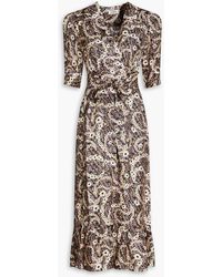 Sandro - Enrika Floral-print Silk-twill Midi Wrap Dress - Lyst