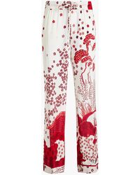RED Valentino - Floral-print Silk Crepe De Chine Straight-leg Pants - Lyst