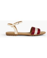 Bally - Striped Canvas And Patent-leather Sandals - Lyst