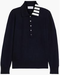 Thom Browne - Striped Merino Wool Polo Shirt - Lyst