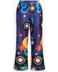 Borgo De Nor - Eden Printed Silk-Twill Wide-Leg Pants - Lyst