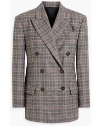 Brunello Cucinelli - Double-breasted Prince Of Wales Checked Wool And Cashmere-blend Blazer - Lyst