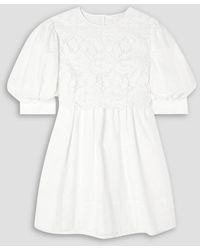 See By Chloé - Guipure Lace-paneled Cotton-jacquard Mini Dress - Lyst