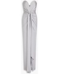 Alex Perry - Strapless Draped Satin-crepe Gown - Lyst