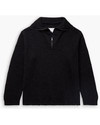 Maison Margiela - Ribbed Linen And Wool-Blend Half-Zip Sweater - Lyst