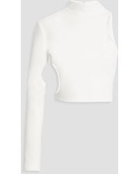 Monot - One-shoulder Cutout Cropped Crepe Top - Lyst