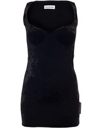 Balenciaga Velvet Mini Dress - Black