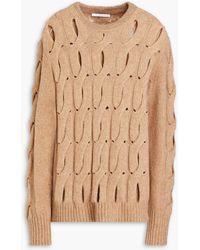 Helmut Lang - Cutout Cable-knit Merino Wool-blend Sweater - Lyst