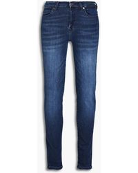 7 For All Mankind - Halbhohe skinny jeans in ausgewaschener optik - Lyst