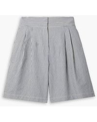 Lafayette 148 New York - Leroy Pleated Striped Cotton-blend Twill Shorts - Lyst