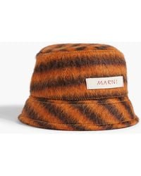 Marni - Logo-appliquéd Striped Knitted Bucket Hat - Lyst