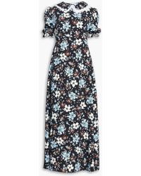 Vivetta - Lace-trimmed Floral-print Crepe Midi Dress - Lyst