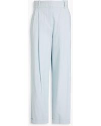 Emporio Armani - Pleated Cotton-blend Tapered Pants - Lyst