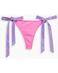 Love Stories - Roomie Tie-detailed Satin Mid-rise Thong - Lyst