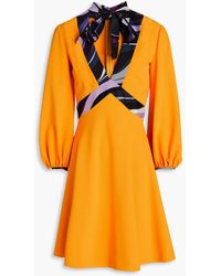 PUCCI - Minikleid aus stretch-crêpe mit seidenbesatz und schluppe - Lyst