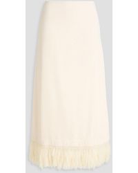 By Malene Birger - Palomie Faux Feather-trimmed Satin-crepe Midi Skirt - Lyst