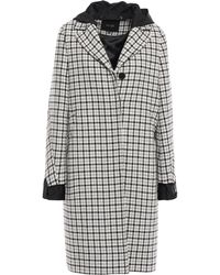 Maje Houndstooth Wool-blend Tweed Coat Light Grey - Gray