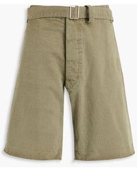 Maison Margiela - Shorts aus baumwolle mit fischgratmuster und gürtel - Lyst
