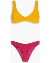 Zimmermann - Zweifarbiger bikini aus frottee aus einer baumwollmischung - Lyst