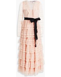 RED Valentino - Tiered Lace-trimmed Tulle Midi Dress - Lyst