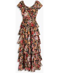 byTiMo - Gestuftes maxikleid aus einer baumwollmischung mit floralem print - Lyst