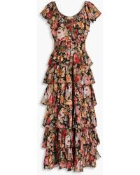 byTiMo - Tiered Floral-print Cotton-blend Maxi Dress - Lyst