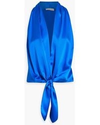The Sei - Tie-Front Silk-Satin Top - Lyst