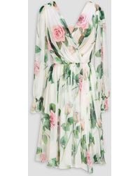Dolce & Gabbana - Plissiertes kleid aus chiffon aus einer seidenmischung mit floralem print - Lyst