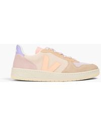 Veja - V-10 Suede And Mesh Sneakers - Lyst