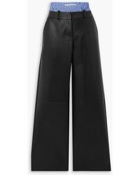 Halfboy - Hose mit weitem bein aus baumwolle und leder - Lyst